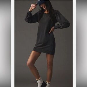 Anthropologie daily practice Charcoal Long Sleeve mini Dress